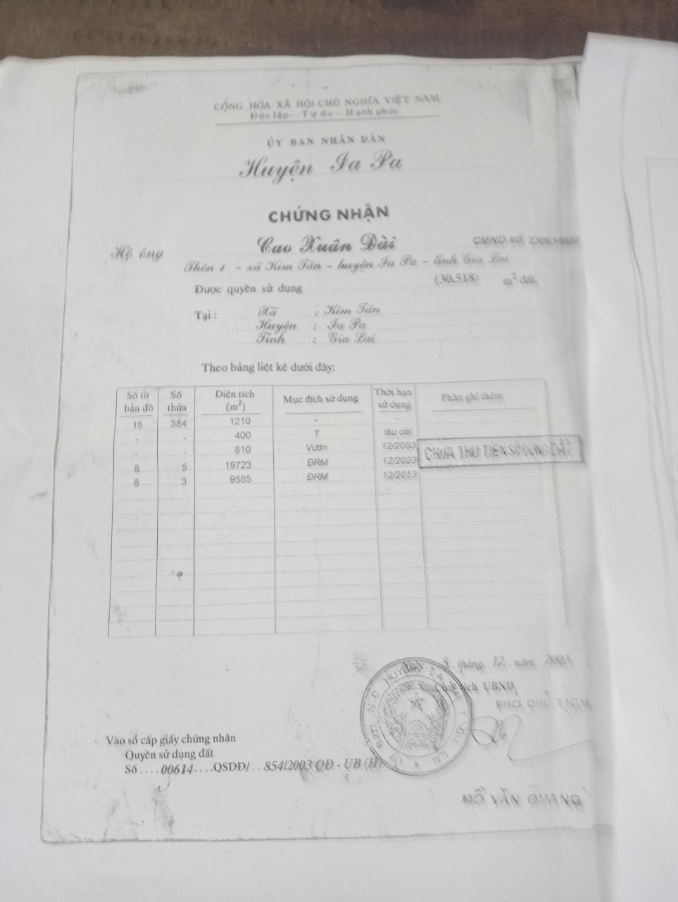 Cần bán  lô  đất 3  mẫu tại  huyện La Pa, tỉnh Gia Lai1216266