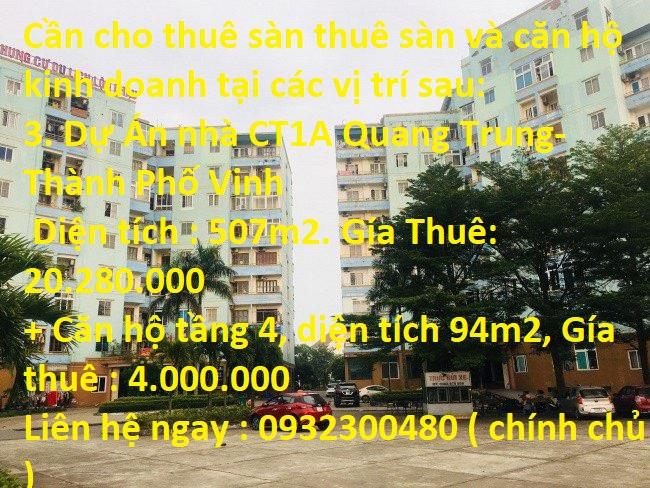 Cần cho thuê sàn thuê sàn và căn hộ kinh doanh tại các vị trí  tại Thành phố Vinh, tỉnh Nghệ An504512
