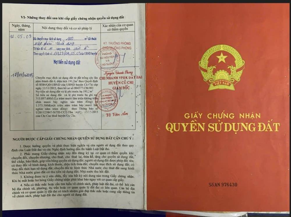 Đất Đẹp - Giá Tốt - Chính Chủ Bán lô đất tại Đường Tỉnh lộ 8, Xã Phước Vĩnh An, Củ Chi, HCM2016092