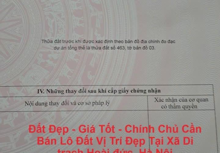 Đất Đẹp - Giá Tốt - Chính Chủ Cần Bán Lô Đất Vị Trí Đẹp Tại Xã Di Trạch, Hoài Đức, Hà Nội1977743