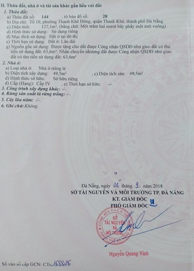 Chính chủ cần bán đất tại Tổ 10 Phường Thanh Khê Đông - Quận Thanh Khê - Đà Nẵng503112