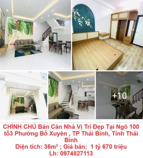 CHÍNH CHỦ Bán Căn Nhà Vị Trí Đẹp Tại Ngõ 100 tổ3 Phường Bồ Xuyên , TP Thái Bình, Tỉnh Thái Bình1928230