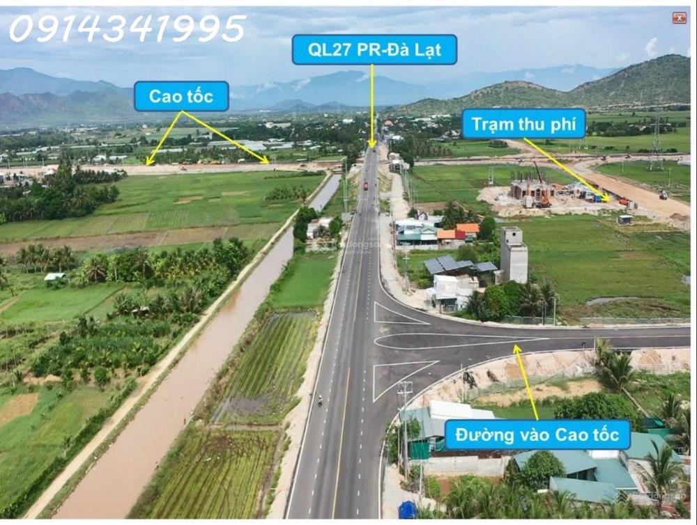 Nút giao cao tốc Cam Lâm Vĩnh Hảo. Mặt QL27A, 20x50m sân bay Thành Sơn 5km, QL1 6km1533778