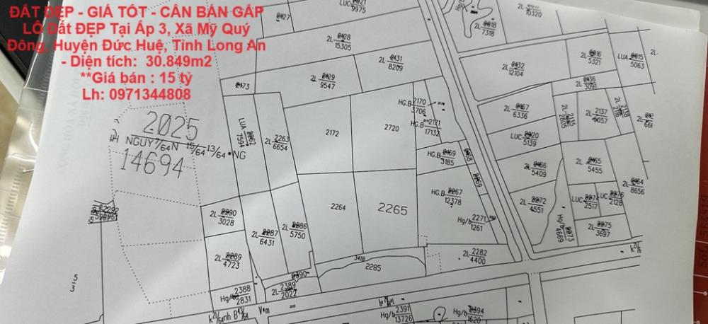 ĐẤT ĐẸP - GIÁ TỐT - CẦN BÁN GẤP LÔ Đất ĐẸP Tại Ấp 3, Xã Mỹ Quý Đông, Huyện Đức Huệ, Tỉnh Long An1937977