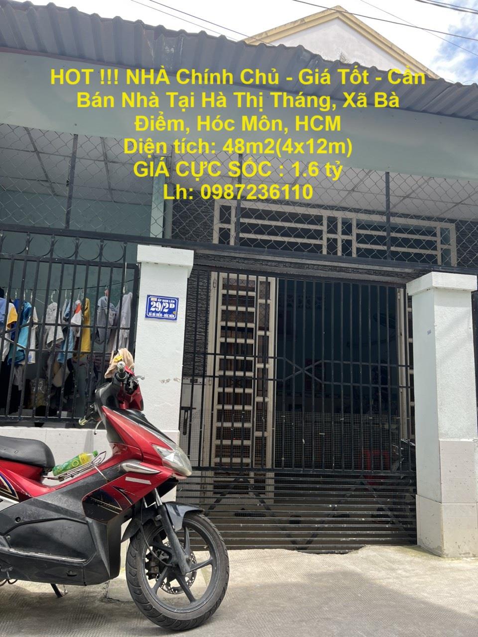 HOT !!! NHÀ Chính Chủ - Giá Tốt - Cần Bán Nhà Tại Hà Thị Tháng, Xã Bà Điểm, Hóc Môn, HCM1892870