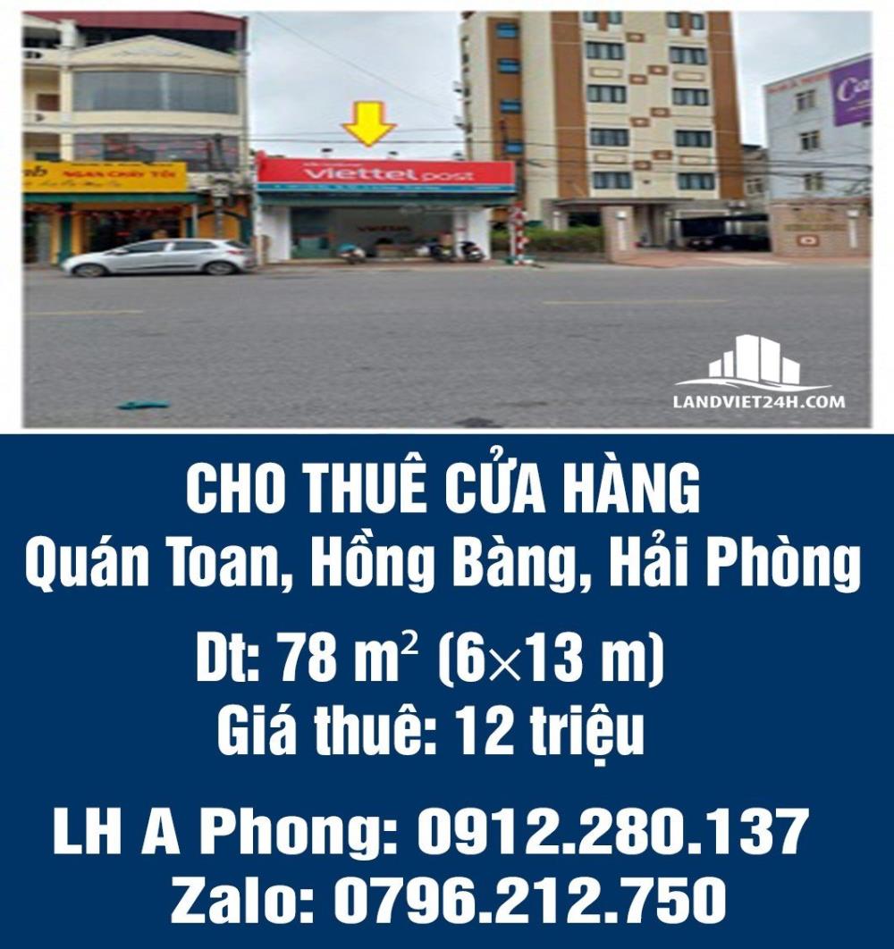 Cho thuê cửa hàng ở đường Hùng Vương, phường Quán Toan187155
