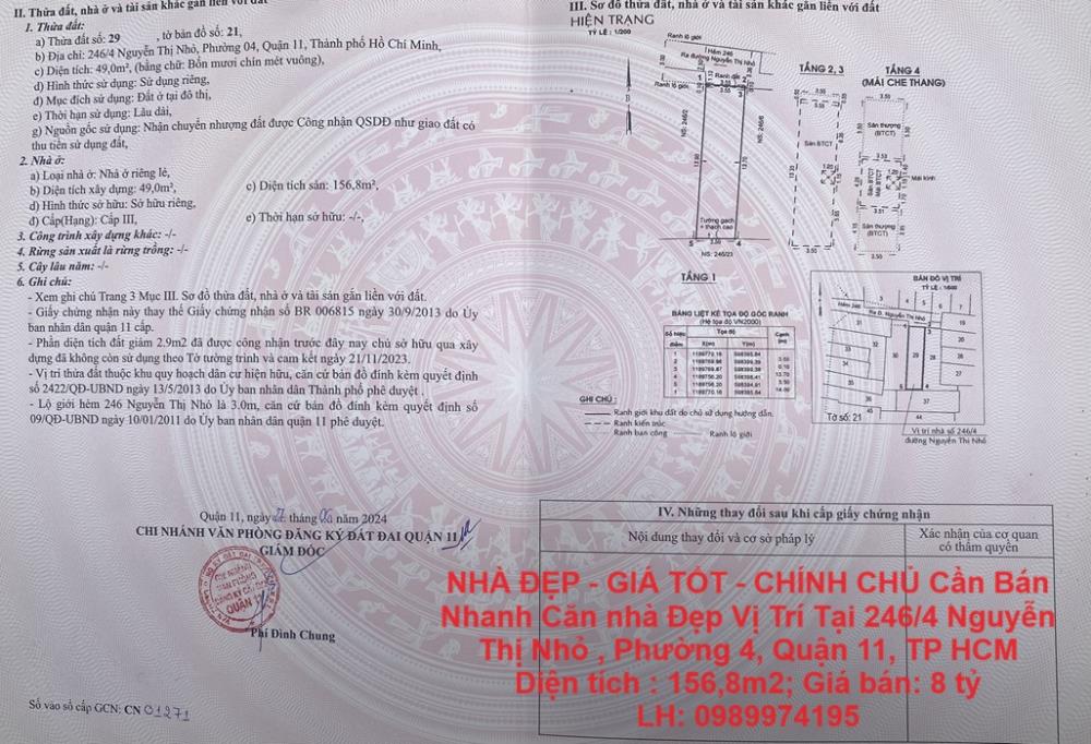 NHÀ ĐẸP - GIÁ TỐT - CHÍNH CHỦ Cần Bán Nhanh Căn nhà Đẹp Vị Trí Tại Quận 11, TP HCM1917648