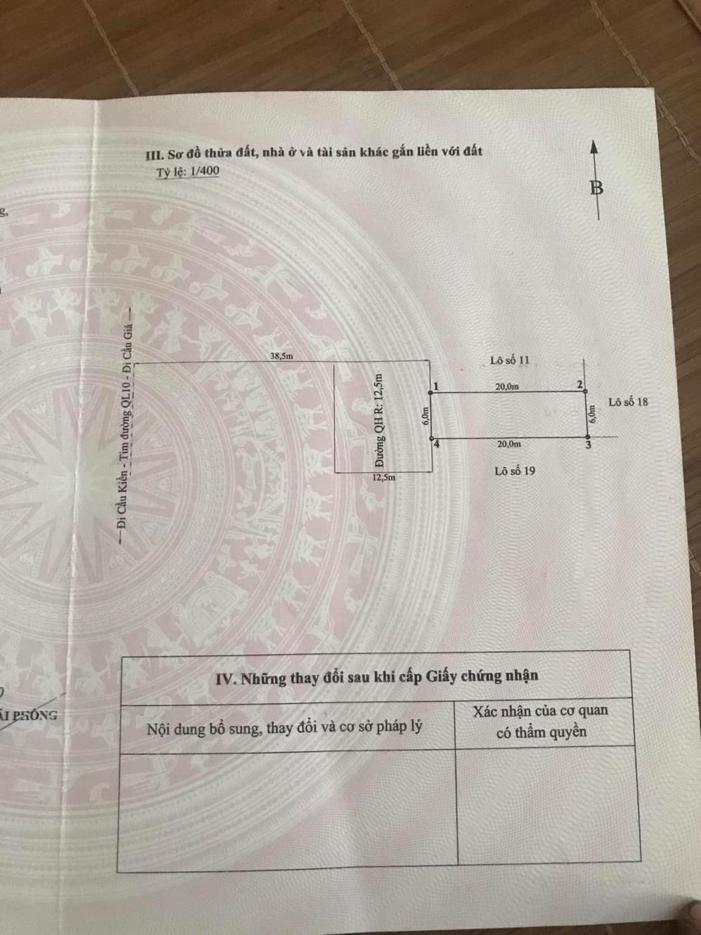 Chính chủ cần bán mảnh đất mặt đường quốc lộ 10 Thôn 3, Đông Sơn, Thủy Nguyên, Hải Phòng.1762507