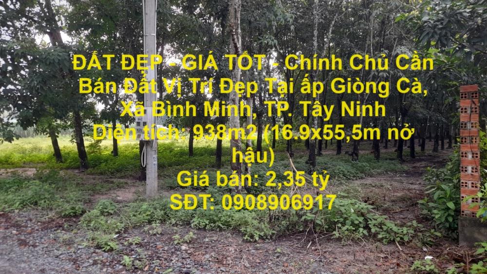 ĐẤT ĐẸP - GIÁ TỐT - Chính Chủ Cần Bán Đất Vị Trí Đẹp Tại ấp Giòng Cà, Xã Bình Minh, TP. Tây Ninh1770547