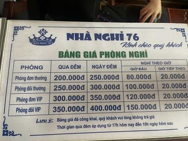 CẦN CHO THUÊ PHÒNG NHÀ NGHỈ TẠI SỐ NHÀ 76 ĐƯỜNG NGUYỄN CÔNG TRỨ, PHƯỜNG LỘC VƯỢNG , TP NAM ĐỊNH1716991