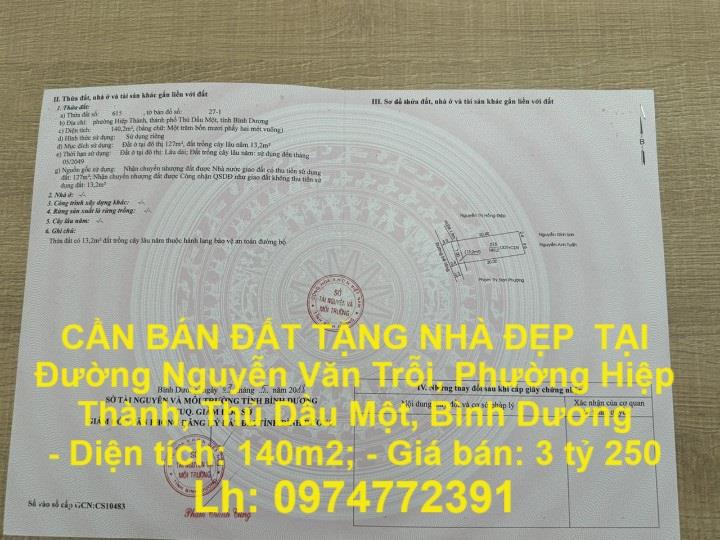 CẦN BÁN ĐẤT TẶNG NHÀ ĐẸP  TẠI  Đường Nguyễn Văn Trỗi, Phường Hiệp Thành, Thủ Dầu Một, Bình Dương1802492