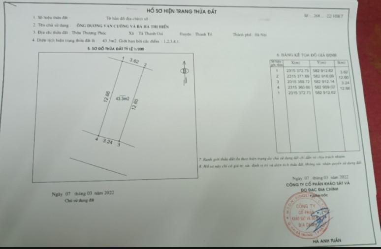 Chính chủ bán đất có sẵn móng kiên cố tại Tả Thanh Oai -Thanh Trì - Hà Nội.1735495