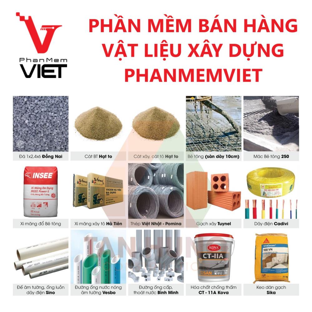 Phần mềm quản lý cửa hàng vật liệu xây dựng PhanmemViet 07051564175