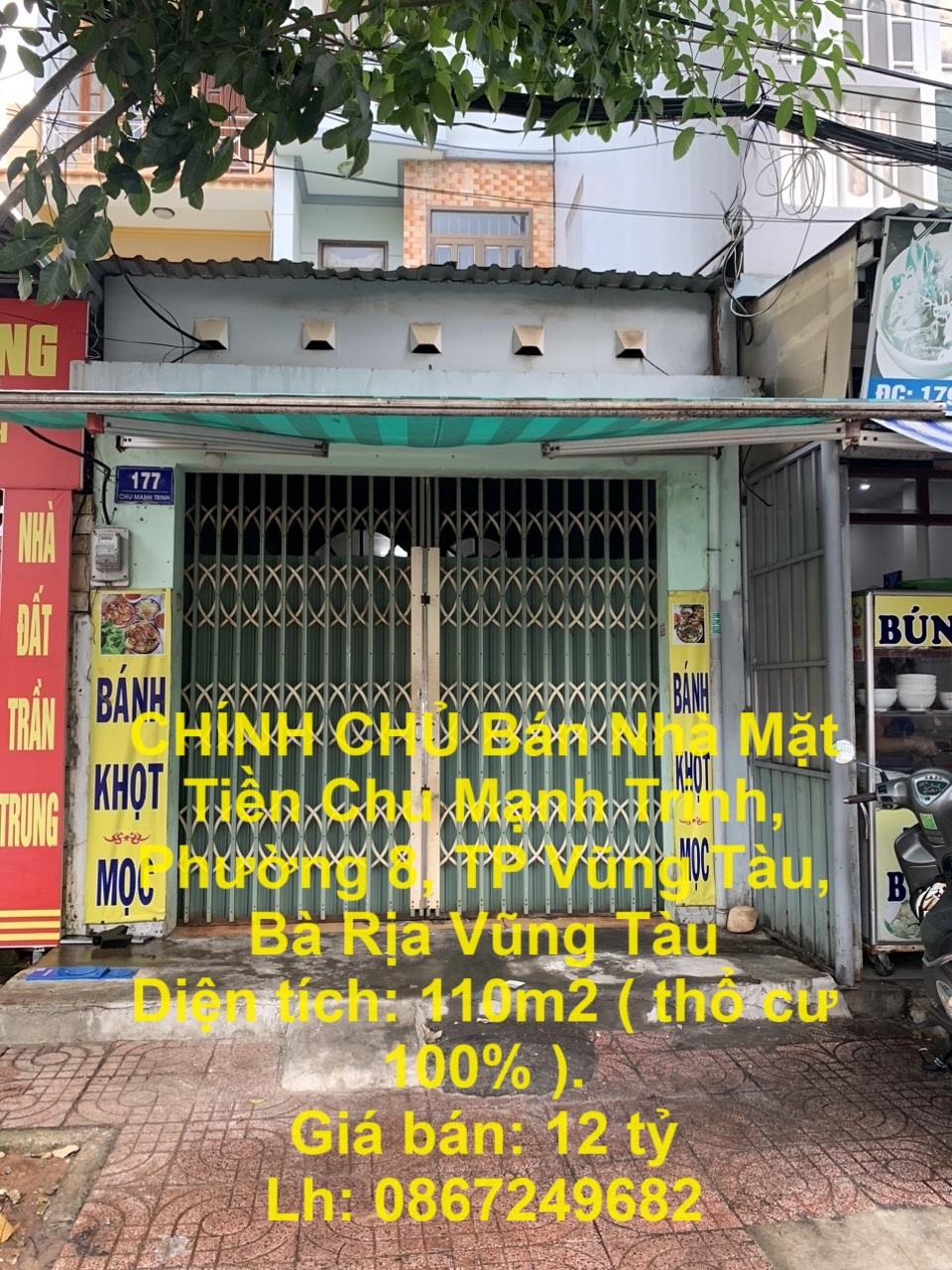 CHÍNH CHỦ Bán Nhà Mặt Tiền Chu Mạnh Trinh, Phường 8, TP Vũng Tàu, Bà Rịa Vũng Tàu1875569