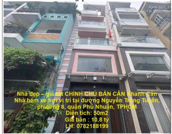 Nhà đẹp – giá tốt CHÍNH CHỦ BÁN CĂN Nhanh Căn Nhà hẻm xe hơi vị trí tại quận Phú Nhuận, TPHCM2002786