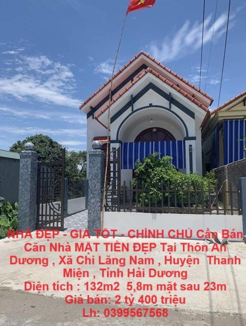 NHÀ ĐẸP - GIÁ TỐT - CHÍNH CHỦ Cần Bán  Căn Nhà MẶT TIỀN ĐẸP Tại Thanh Miện - Hải Dương1956747