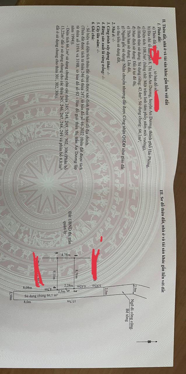 Chính chủ cần bán Lô đất tại  tổ dân phố 8, thị trấn An Dương, Huyện An Dương, Tp Hải Phòng.1729397