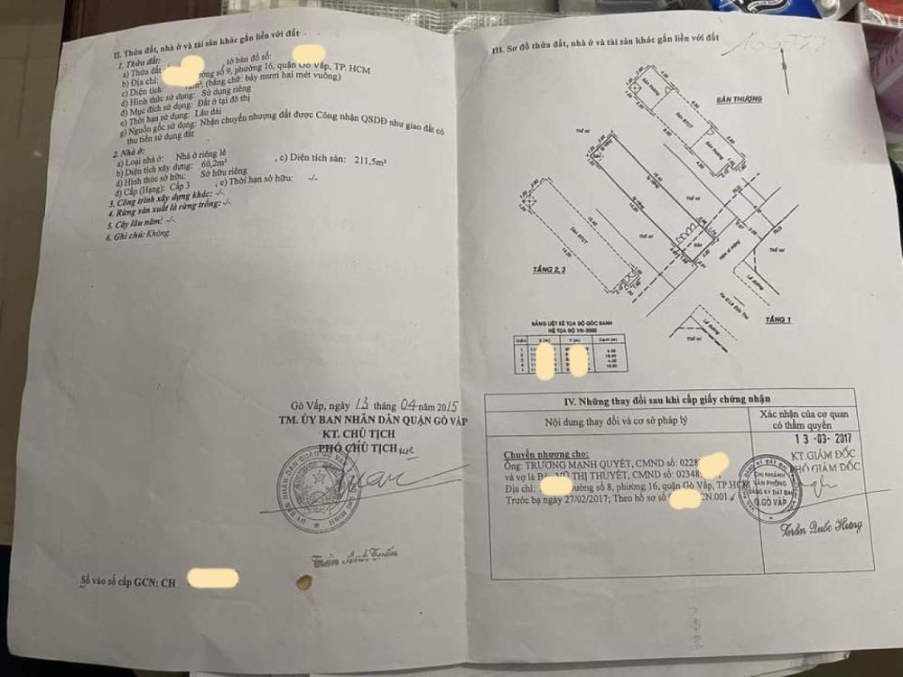 Bán nhà Đường số 9 Phường 16 Quận Gò Vấp, 4T, giảm giá còn 6.x tỷ1475794