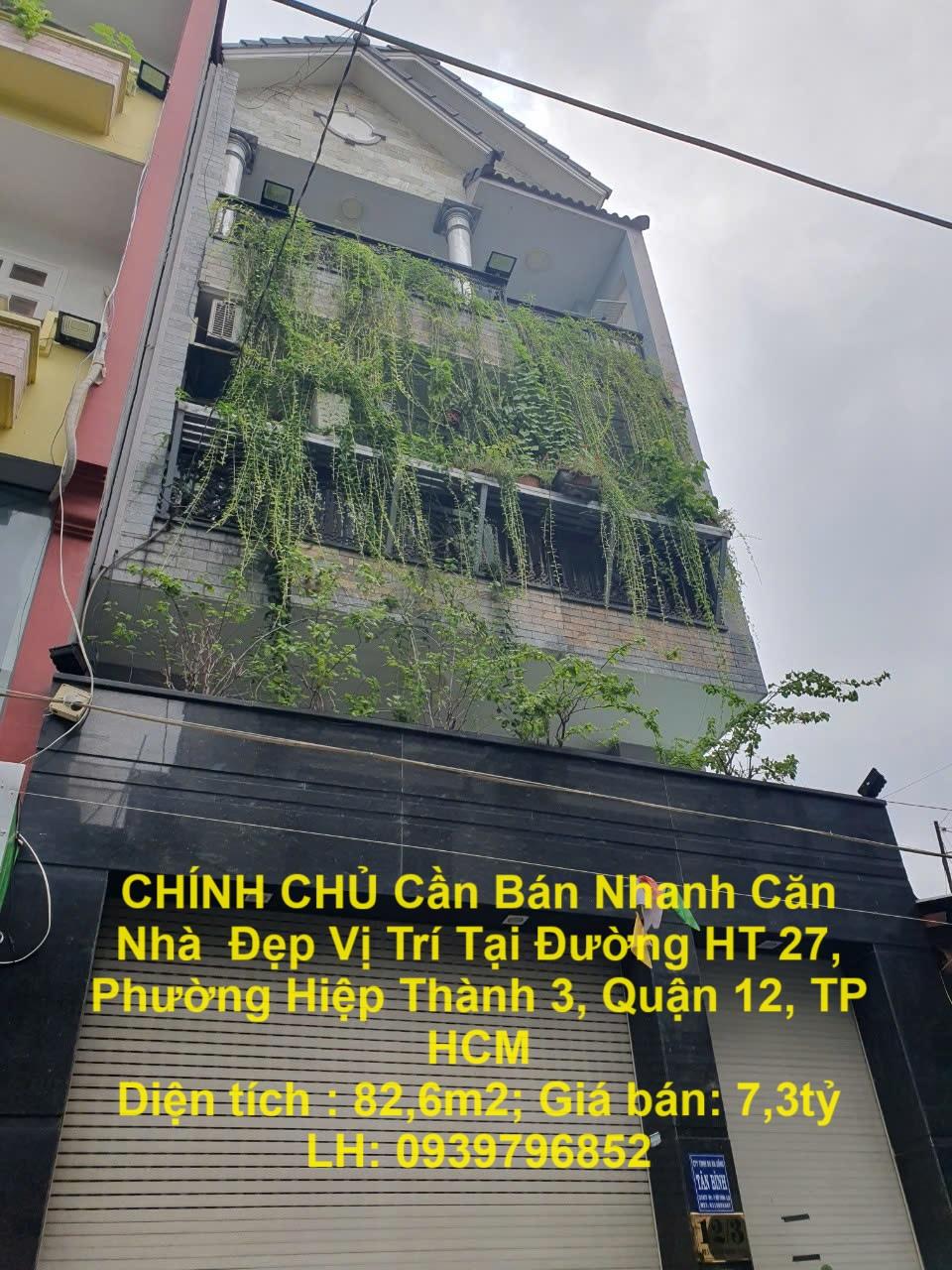 CHÍNH CHỦ Cần Bán Nhanh Căn Nhà  Đẹp Vị Trí Tại Quận 12, TP HCM1989009