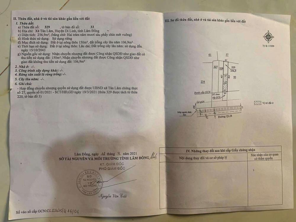 Chính Chủ cần bán nhanh 2 lô đất liền kề vị trí tại xã Tân Lâm, huyện Di Linh, tỉnh Lâm Đồng1980087