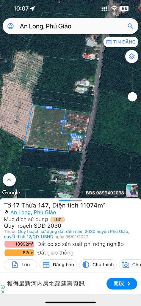 CHÍNH CHỦ CẦN BÁN GẤP LÔ ĐẤT ĐẸP 12.000M2 TẠI PHÚ GIÁO - BÌNH DƯƠNG1671820