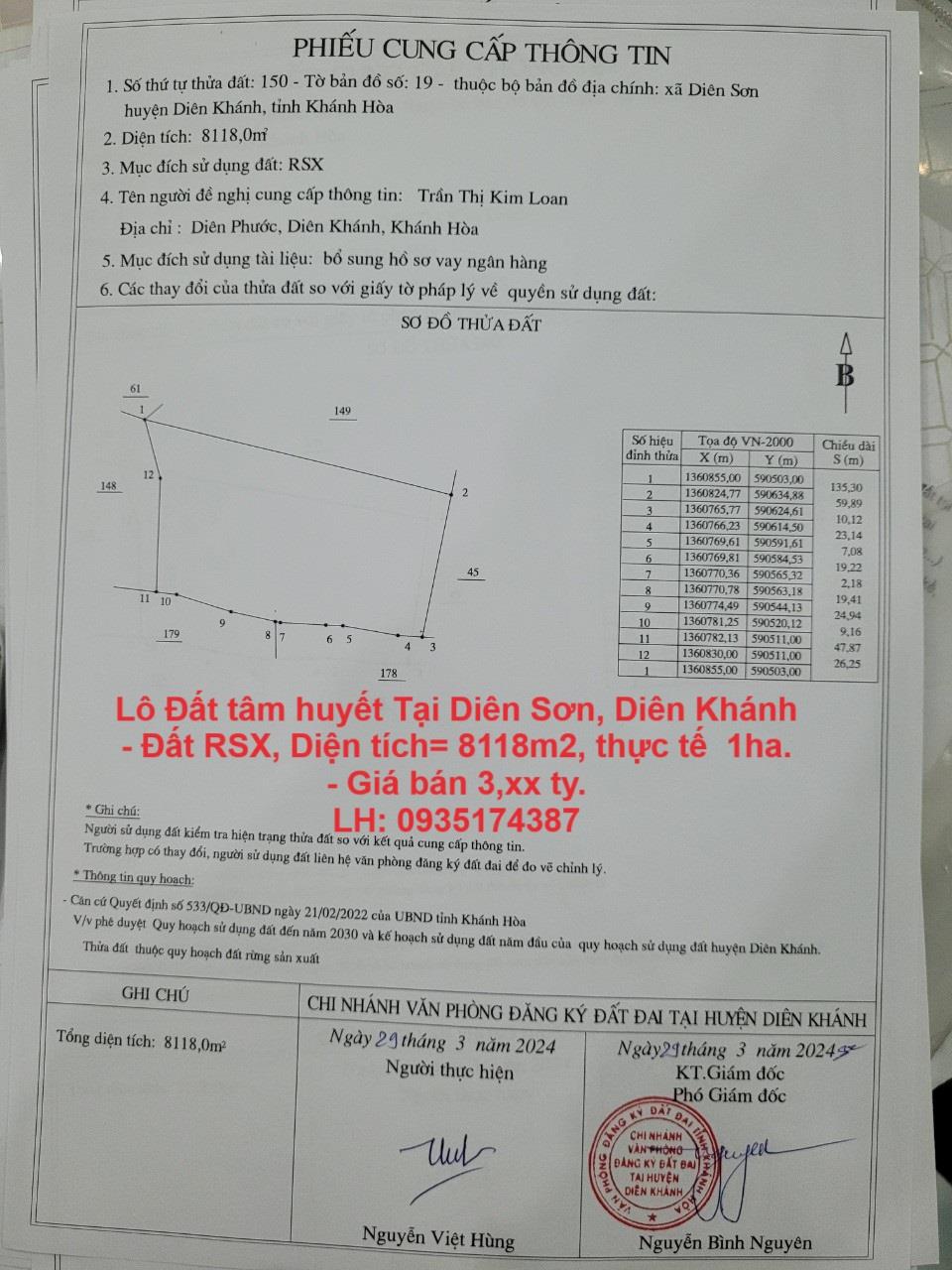 ĐẤT ĐẸP – GIÁ TỐT Chủ đất có việc gia đình nên bán Lô Đất tâm huyết Tại Diên Sơn, Diên Khánh1917222