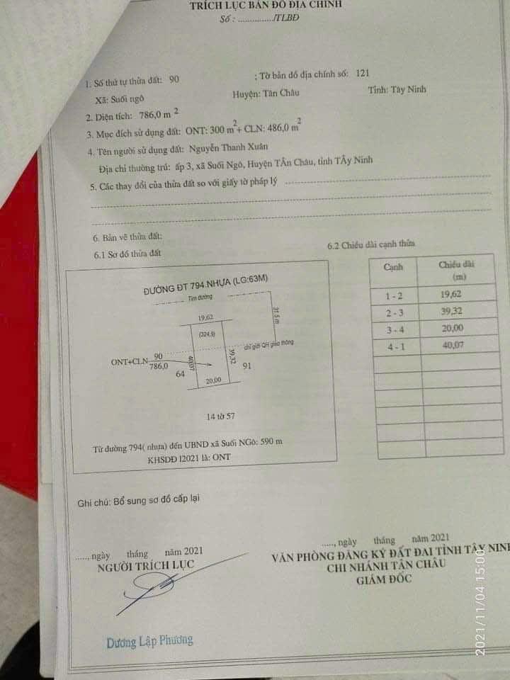 Chính Chủ Cần Bán Nhanh Lô Đất Kèm Nhà Mặt Tiền Đường 794, Ấp 3, Xã Suối Ngô, Tân Châu, Tây Ninh2002515