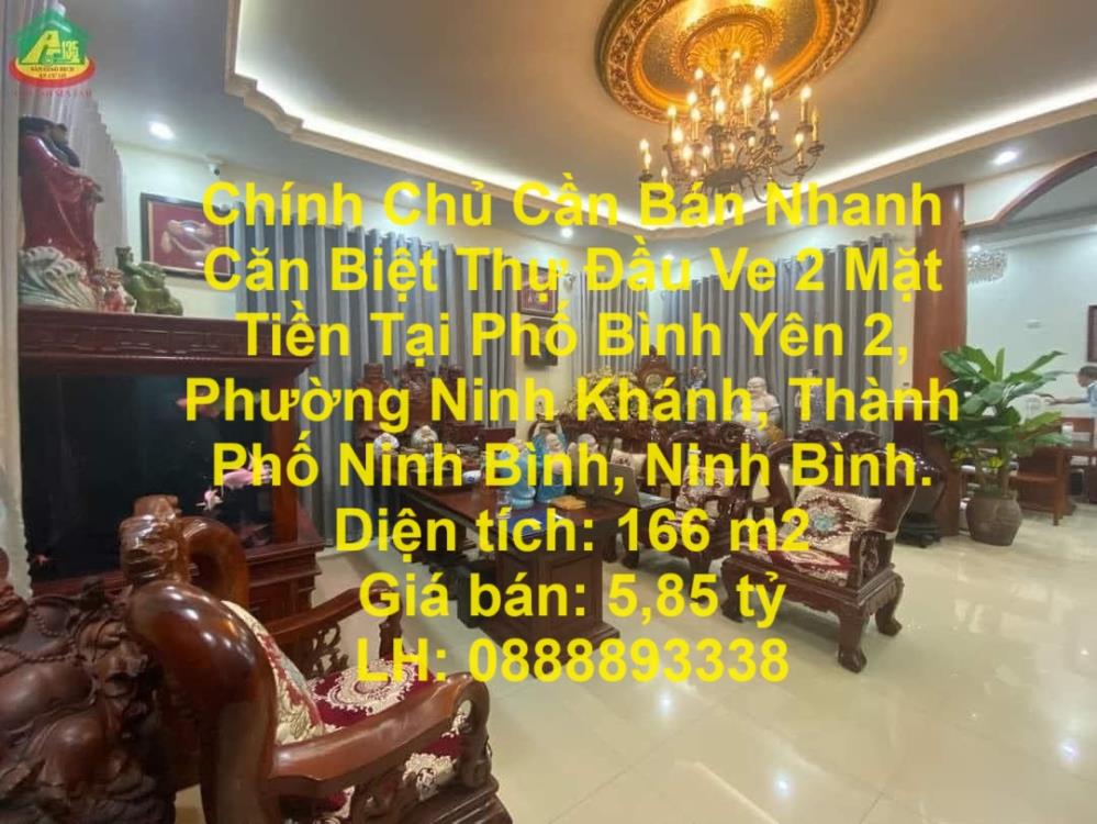 Chính Chủ Cần Bán Nhanh Căn Biệt Thự Đầu Ve 2 Mặt Tiền Tại Phường Ninh Khánh, TP Ninh Bình.1509008