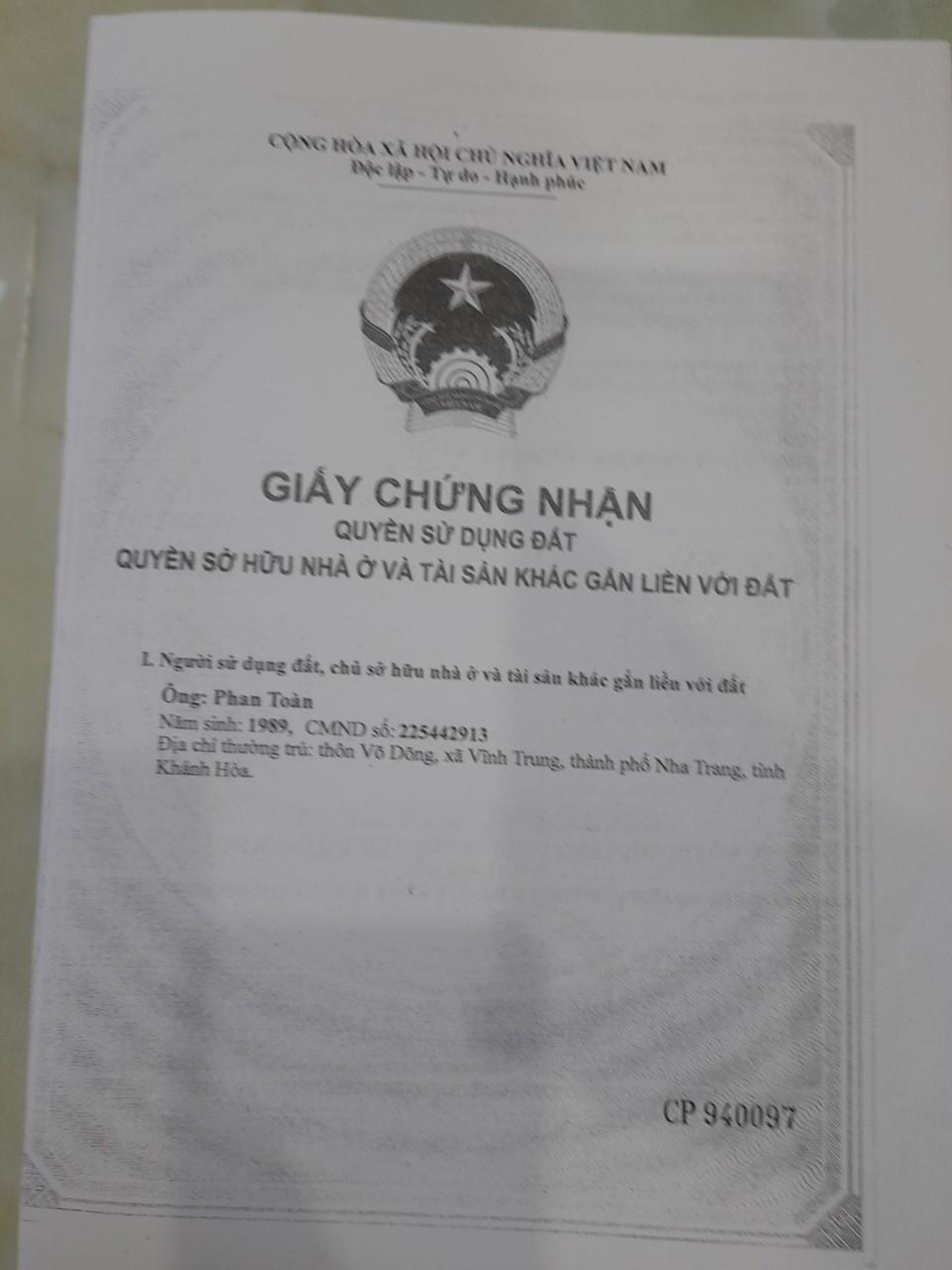 ĐẤT CHÍNH CHỦ - Sở Hữu Ngay Lô Đất Tại TP Nha Trang, Khánh Hòa449548