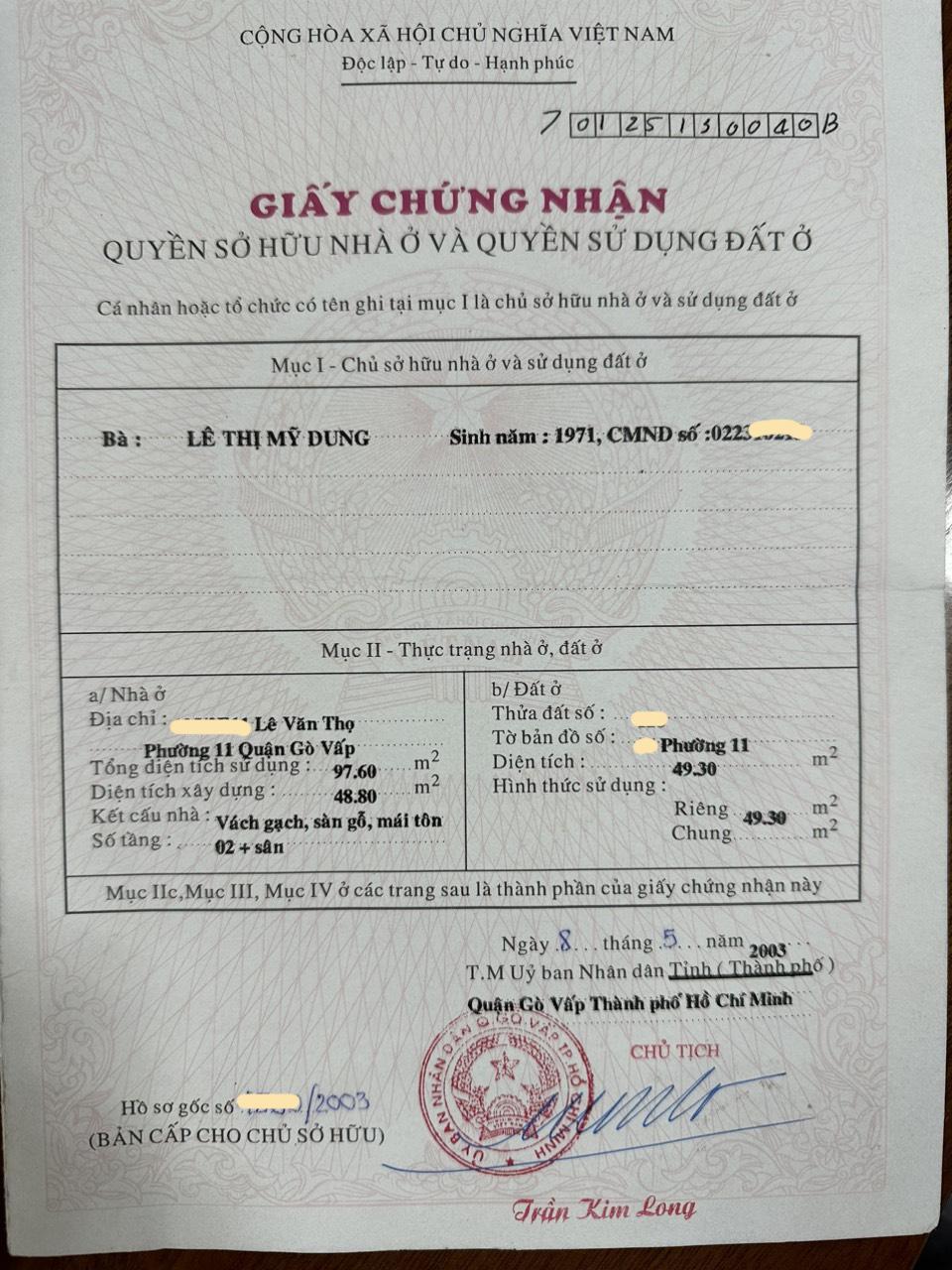 Bán nhà Nguyễn Văn Khối Phường 11 Quận Gò Vấp, ngang 4m, giá chỉ 4.x tỷ1416346