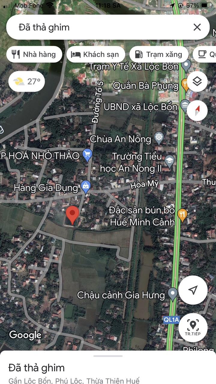 Bán Đất Thôn Hoà Mỹ, Xã lộc bổn, cách trường học 200m cách Quốc lộ 1A :100m1585936