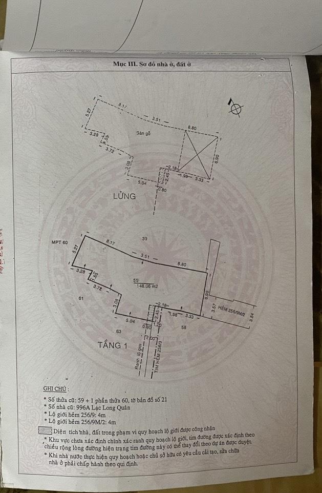 Chính Chủ Bán Nhà Mặt Tiền 996 -  Đường Lạc Long -  Phường 8 - Quận Tân Bình - TP.Hồ Chí Minh1913656