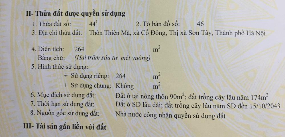 Chính Chủ Cần Bán Lô Đấtthị xã Sơn Tây Hà Nội1756539