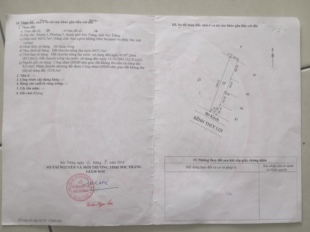 Chính Chủ Cần Bán Nhanh Lô Đất Tại Đường Tôn Đức Thắng, Phường 5, TP Sóc Trăng, Sóc Trăng1904873