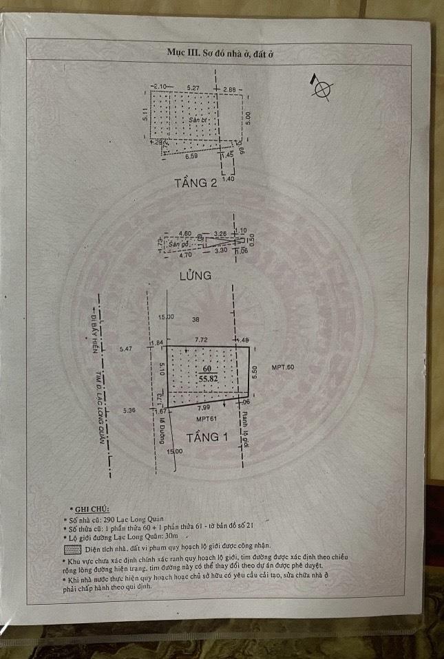 Chính Chủ Bán Nhà Mặt Tiền 996 -  Đường Lạc Long -  Phường 8 - Quận Tân Bình - TP.Hồ Chí Minh1913655