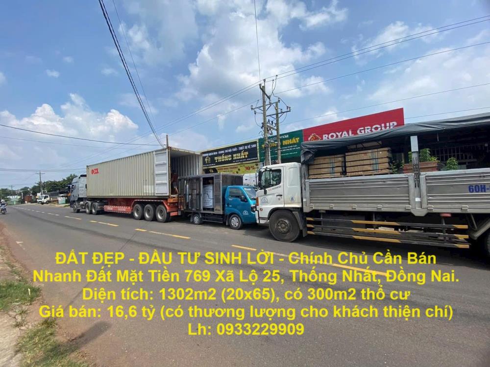 ĐẤT ĐẸP - ĐẦU TƯ SINH LỜI - Chính Chủ Cần Bán Nhanh Đất Mặt Tiền 769 Xã Lộ 25, Thống Nhất, Đồng Nai.1892873