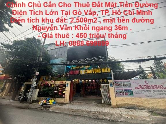 Chính Chủ Cần Cho Thuê Đất Mặt Tiền Đường Diện Tích Lớn Tại Gò Vấp, TP. Hồ Chí Minh1956869