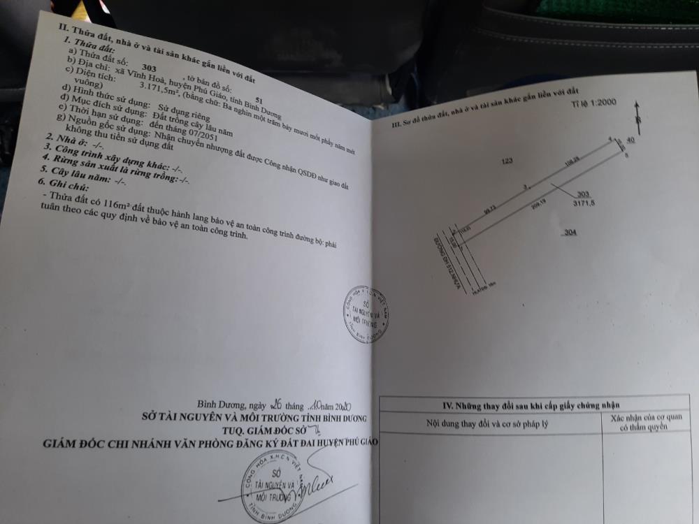 Bán đất vĩnh hòa phú giáo.Dt 48.350m.Giá bán 16 tỷ 1ha.đất đã đóng skc 50 năm cho toàn bộ diện tích,1930756