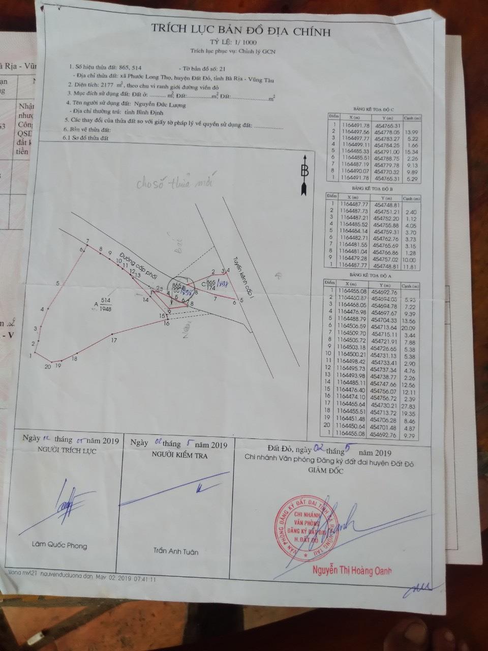 Chính Chủ Cần Bán 2 Nền Vị Trí Đẹp Tại Xã Phước Long Thọ, Huyện Đất Đỏ, Bà Rịa Vũng Tàu1818290