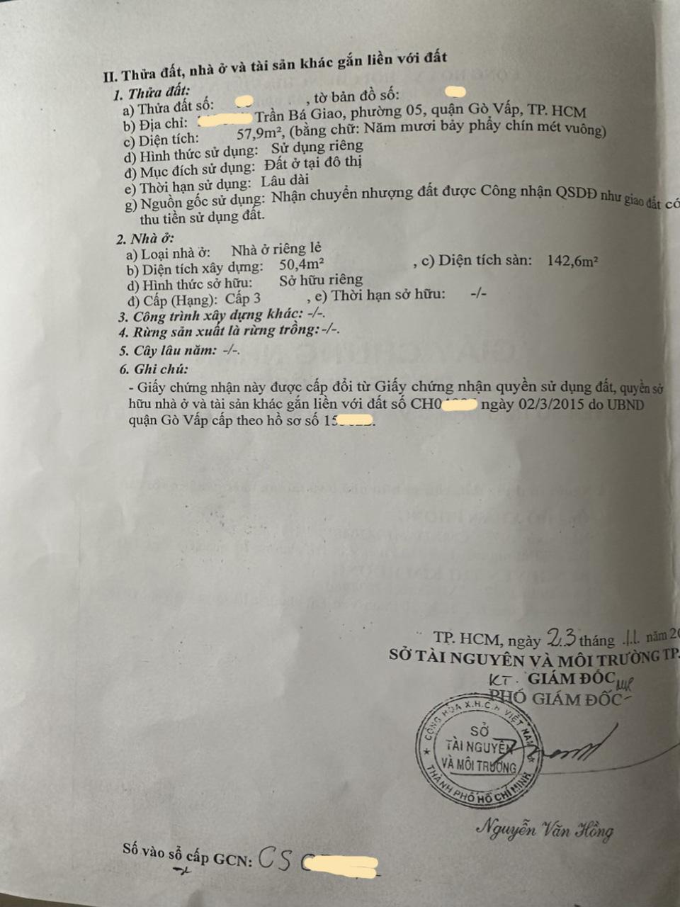 Bán nhà Trần Bá Giao P. 5 Q. Gò Vấp, 3 tầng, giá giảm còn 7.x tỷ1481996